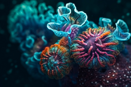 珊瑚色箭头多色海洋生物设计图片