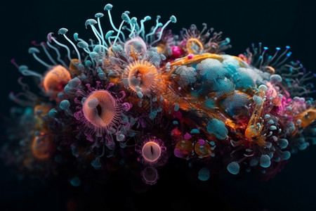 珊瑚色箭头多色海洋生物模式设计图片