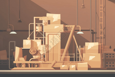 压缩纸箱回收的工业机器插图图片