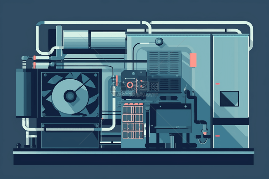 机器先进的冷却系统艺术插图图片