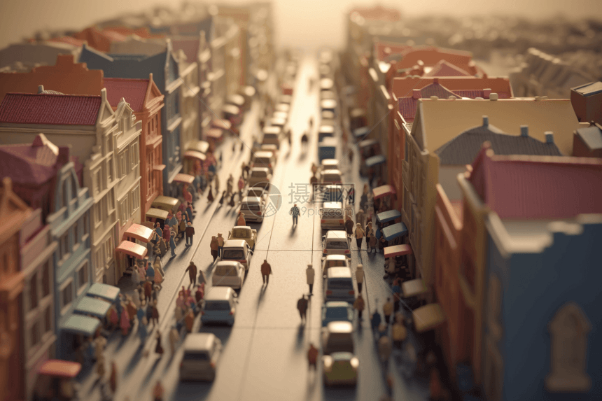 微小城市街道场景模型图片