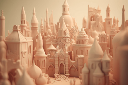童话人物童话环境中的粘土城堡设计图片