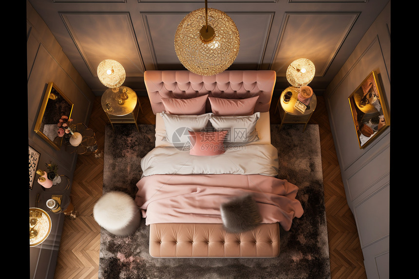 可爱的粉色卧室图片
