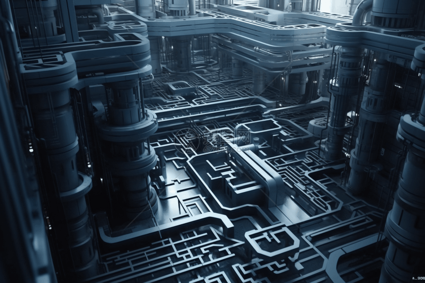 未来派的实验室迷宫3D概念图图片