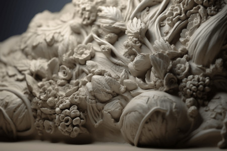 大理石雕刻自然元素纹理粘土概念模型设计图片