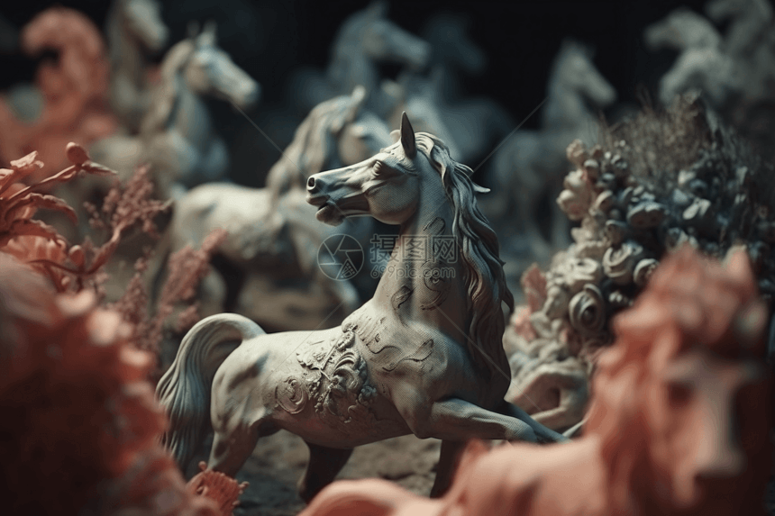 独角兽和龙黏土3D模型图片