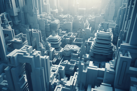 未来派城市迷宫3D概念图背景图片
