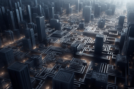 未来派城市建筑迷宫概念图背景图片