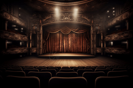 华丽庄重的剧院舞台背景图片