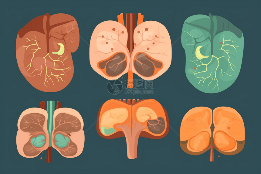 肝脏的不同叶和胆管图片