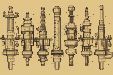 零件组装先进的喷油嘴插画