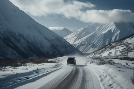 积雪山峰积雪覆盖的山峰设计图片