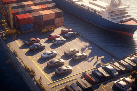 码头船舶繁忙的集装箱码头设计图片