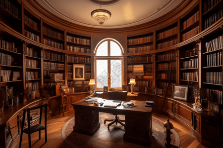 圆形的书房背景图片
