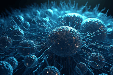 蓝色触角病毒细菌图片