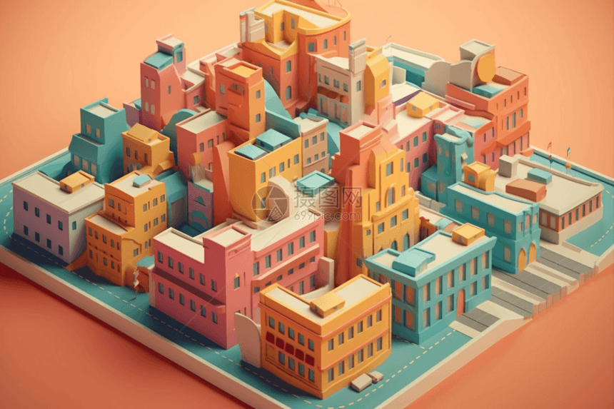 彩色的都市模型图片