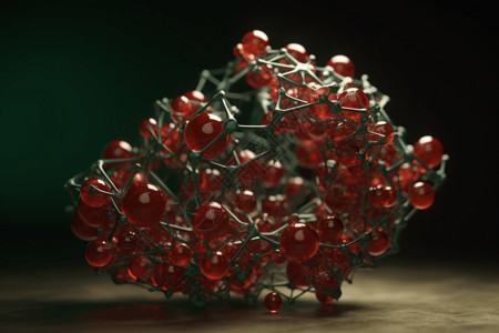 红色的分子模型图片