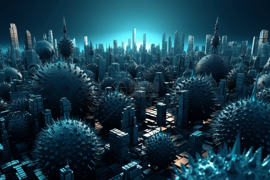 病毒世界的城市概念图片