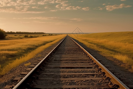 草原的铁路图片