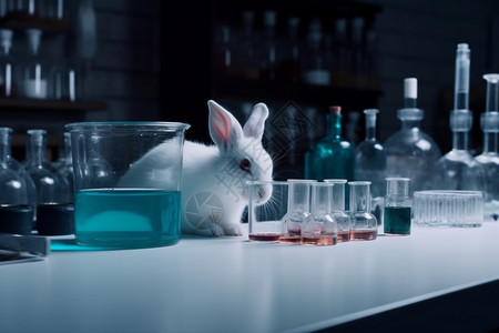 小白兔插图实验室的小白兔科学实验背景