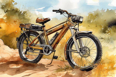智能自行车智能发电的自行车插画