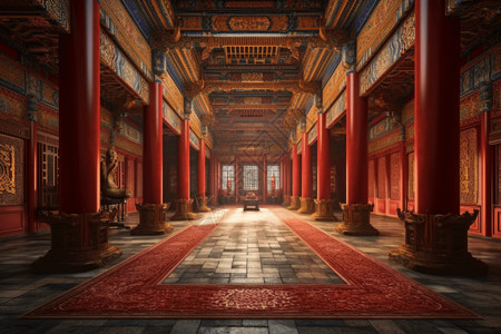 大皇宫走廊铺着瓷砖的皇宫设计图片
