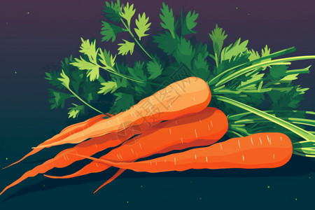 胡萝卜叶子干净的胡萝卜插画