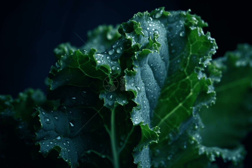 新鲜的水滴甘蓝图片