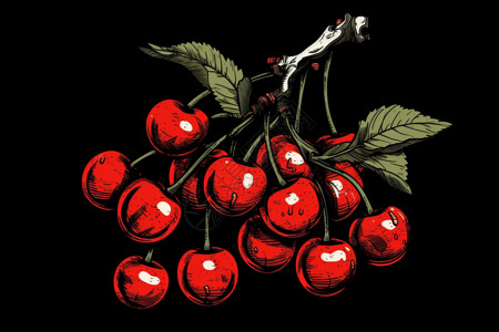 香甜的红色樱桃背景图片