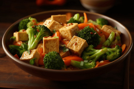 豆腐和蔬菜厨房豆腐片高清图片