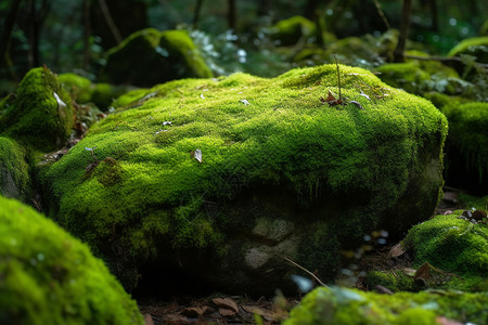 森林中苔藓覆盖的石头图片图片