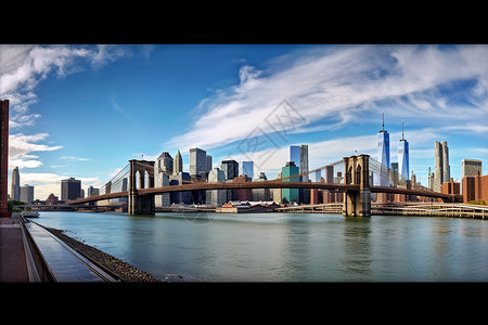 纽约布鲁克林大桥全景背景