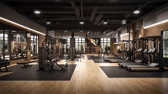 现代的健身房效果图图片