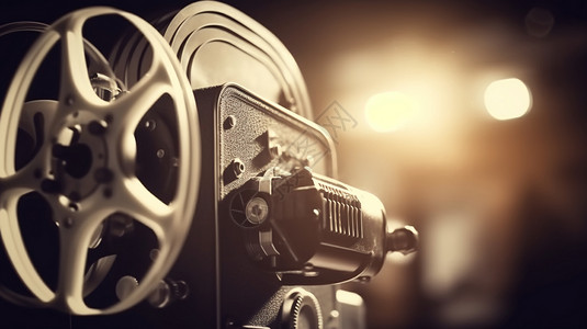 老式对戒老式电影放映机的特写图片设计图片