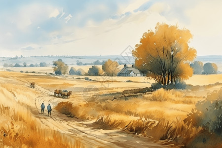 田园诗般的乡村背景图片