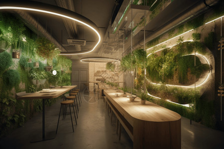 有绿植的餐厅图片