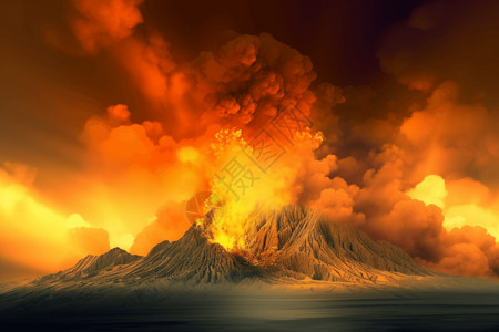 火山喷发时巨大的浓烟图片
