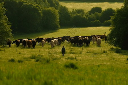 农民在牧场放牧图片