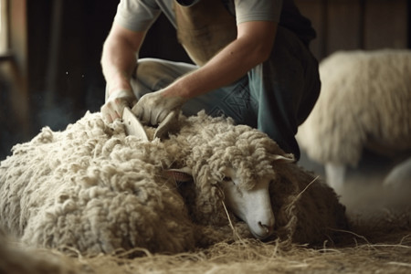 在剪羊毛的绵羊高清图片