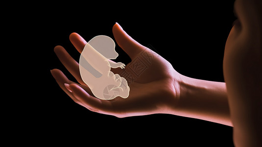 胚胎在女人的手背景图片