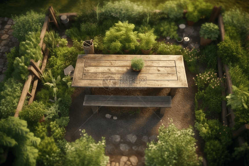 草药植物花园3D概念图图片