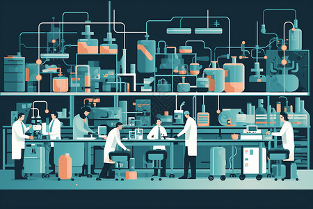 推进生态文明推进科学的实验室场景插画