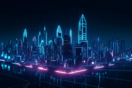 未来派科技城市建筑背景图片