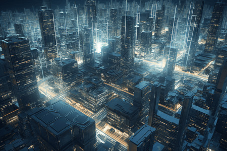 未来的城市景观3D概念图背景图片