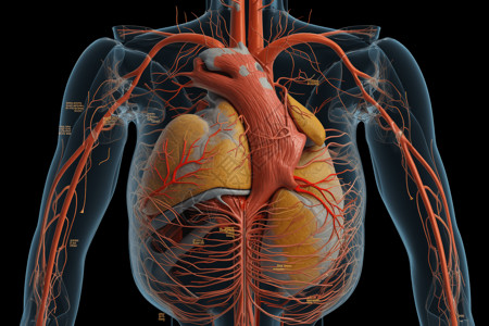 胸部区域可视化3D概念图背景图片