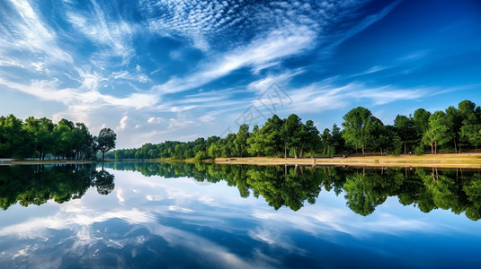 水中倒影犹如天空之城背景