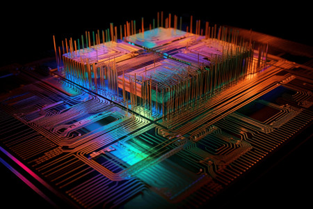 计算机芯片的3D概念图电路高清图片素材