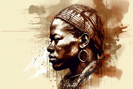 非洲人物非洲部落肖像插图插画