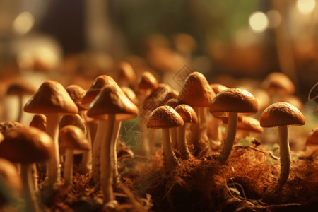 阳光照射的蘑菇图片