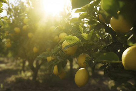 成熟的柠檬果园图片